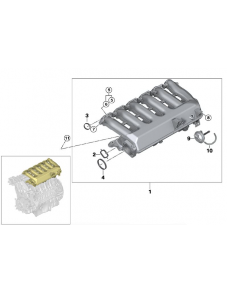 Colector admision reparado BMW Serie 3, Serie 5, Serie 6, X3, X5, X6 11617800585